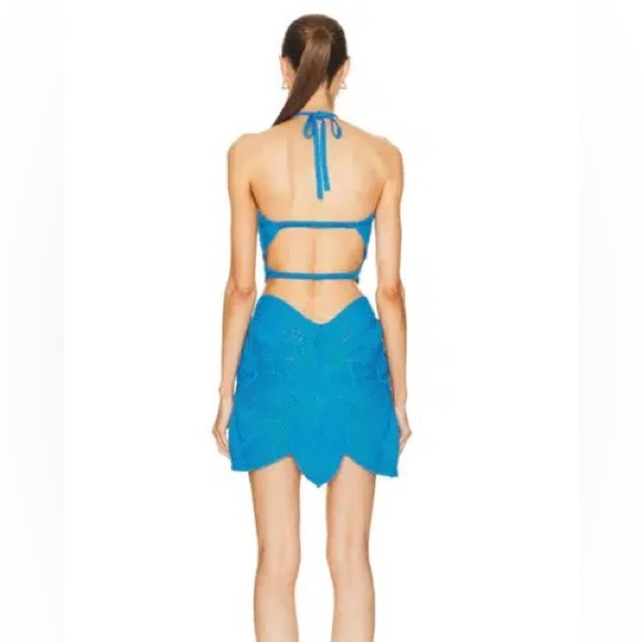 Cult Gaia Floreana Cotton Crochet Halter Mini Dress Size XL - Picture 4 of 13
